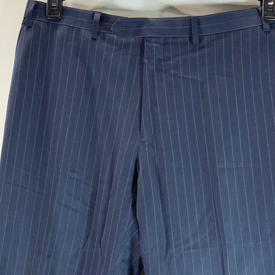 SEAN JOHN Men's Blue Pinstripe Classic-Fit Two-Button Suit SZ 42S/38X30