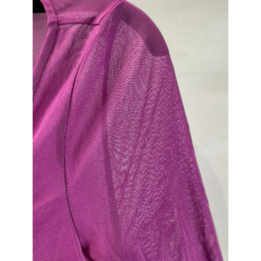 URBAN OUTFITTERS Women's Purple Shona Asymmetrical Cinched Cropped Mesh Top SZ M