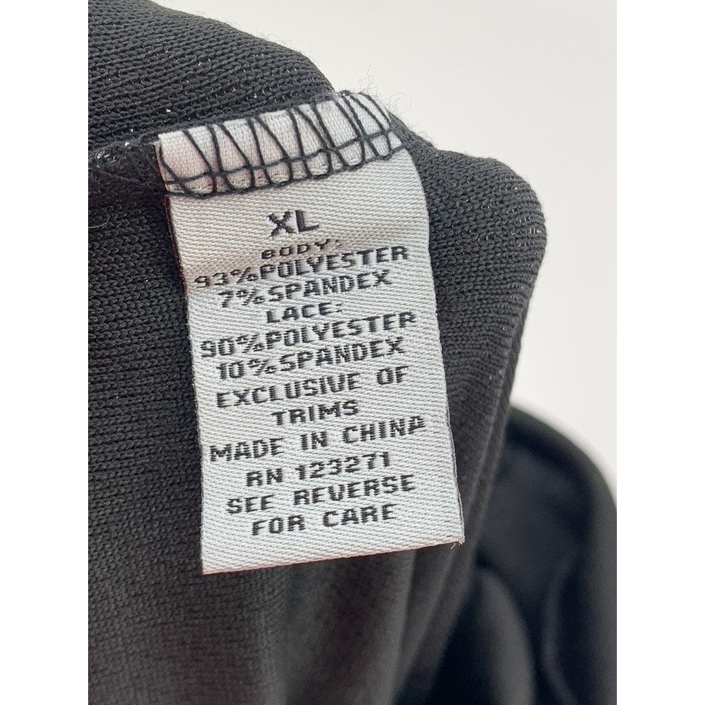 J For JUSTIFY Women's Black Metallic Cross-Back Lace Jumpsuit SZ XL