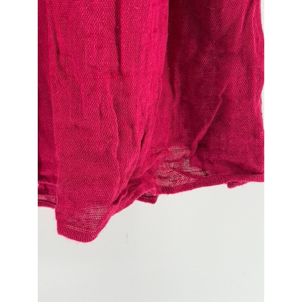 FREE PEOPLE Women's Fuchsia Antigua Open V-Back Button Long Sleeve Dress SZ XS