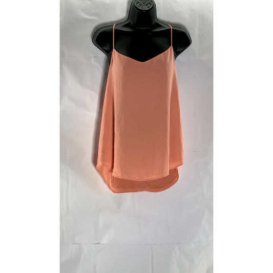 ANN TAYLOR LOFT Women's Peach V-Neck Spaghetti Strap Loose-Fit Racerback Top SZS