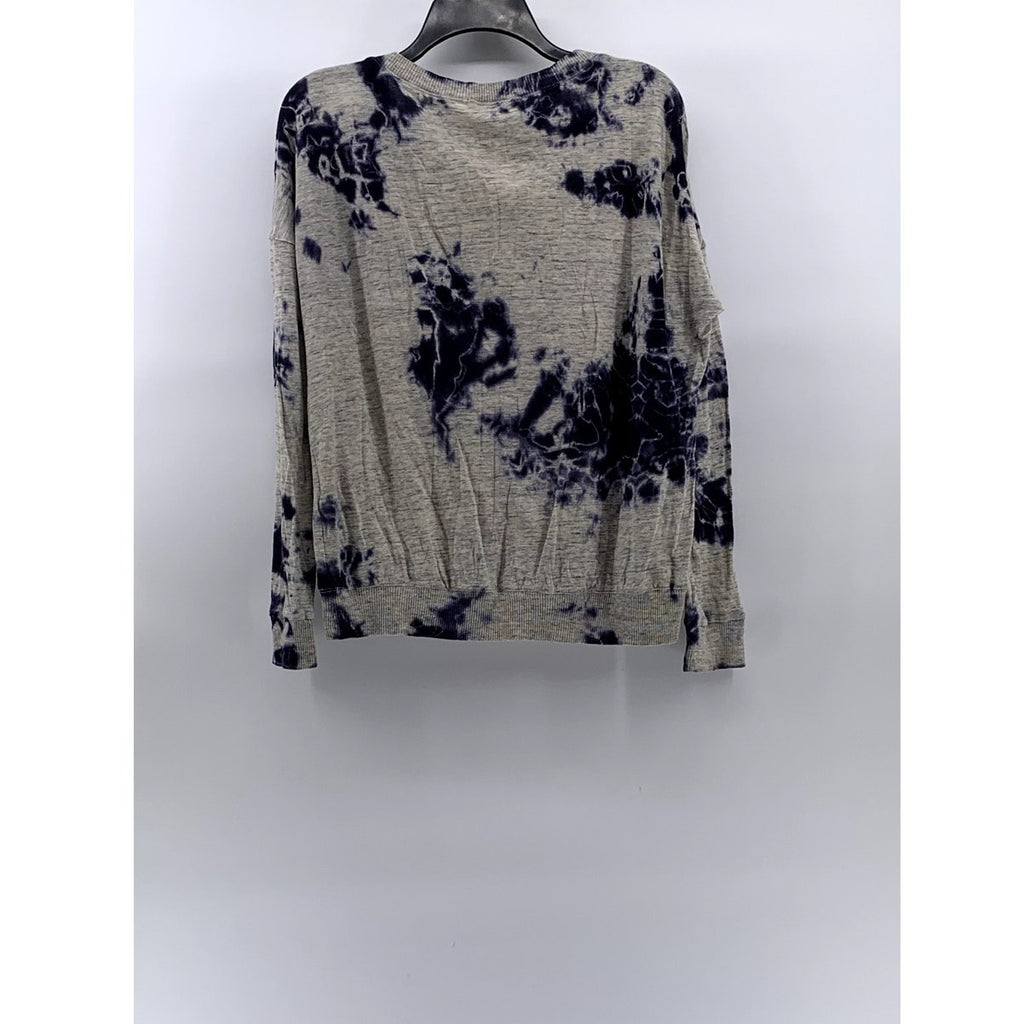 SPLENDID Women’s Blue-Gray Tie-Dye Crewneck Long Sleeve Sweater SZ XS