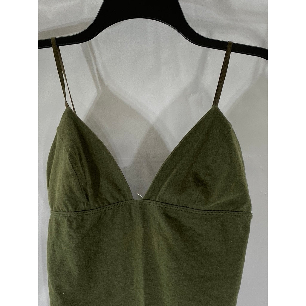 OUT FROM UNDER Women's Olive Green V-Neck Adjustable Strap Bodysuit SZ L