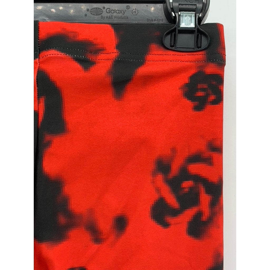 ART OF WHERE Women's Red-Black Printed Ankle Leggings SZ S