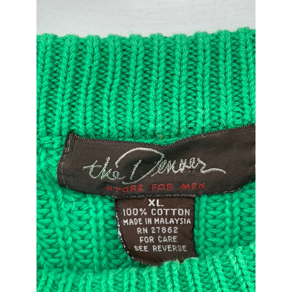 THE DENVER Men's Dark Green Crewneck Long Sleeve Knit Pullover Sweater SZ XL