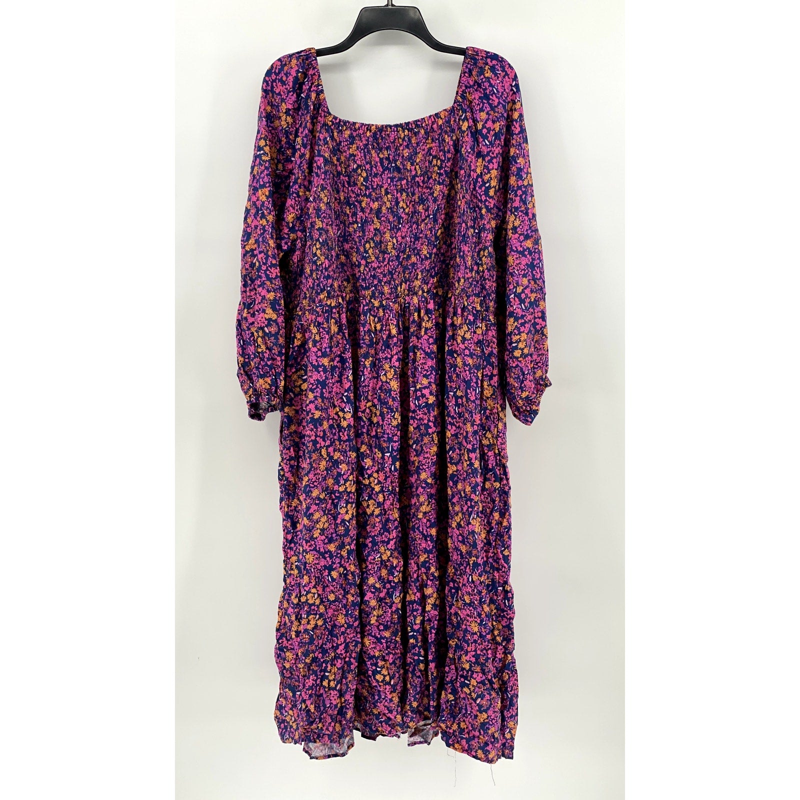 TERRA & SKY Women's Plus Pink Floral Long Sleeve Maxi Dress SZ 2X