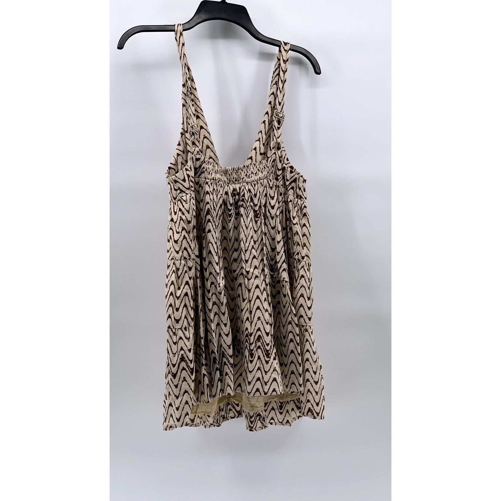 URBAN OUTFITTERS Women's Tan Multi Claudette Zig-Zag Smock Tank Mini Dress SZ S