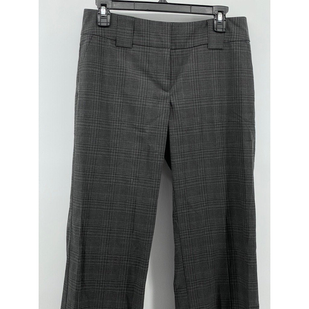 NEW YORK & COMPANY Women's Charcoal Gray Stretch Plaid Flare-Leg Pants SZ 4