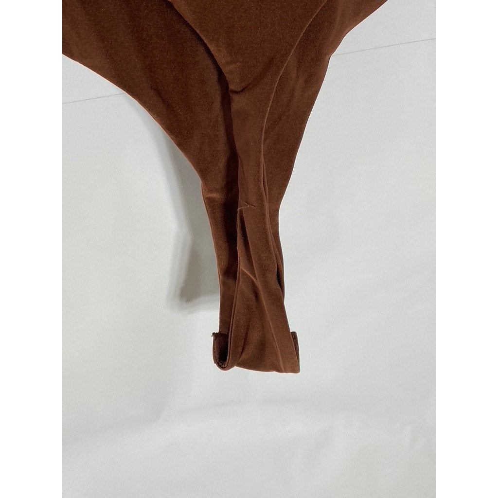 SHEIN Women's Chocolate Brown Mock-Neck Sleeveless Bodysuit SZ M