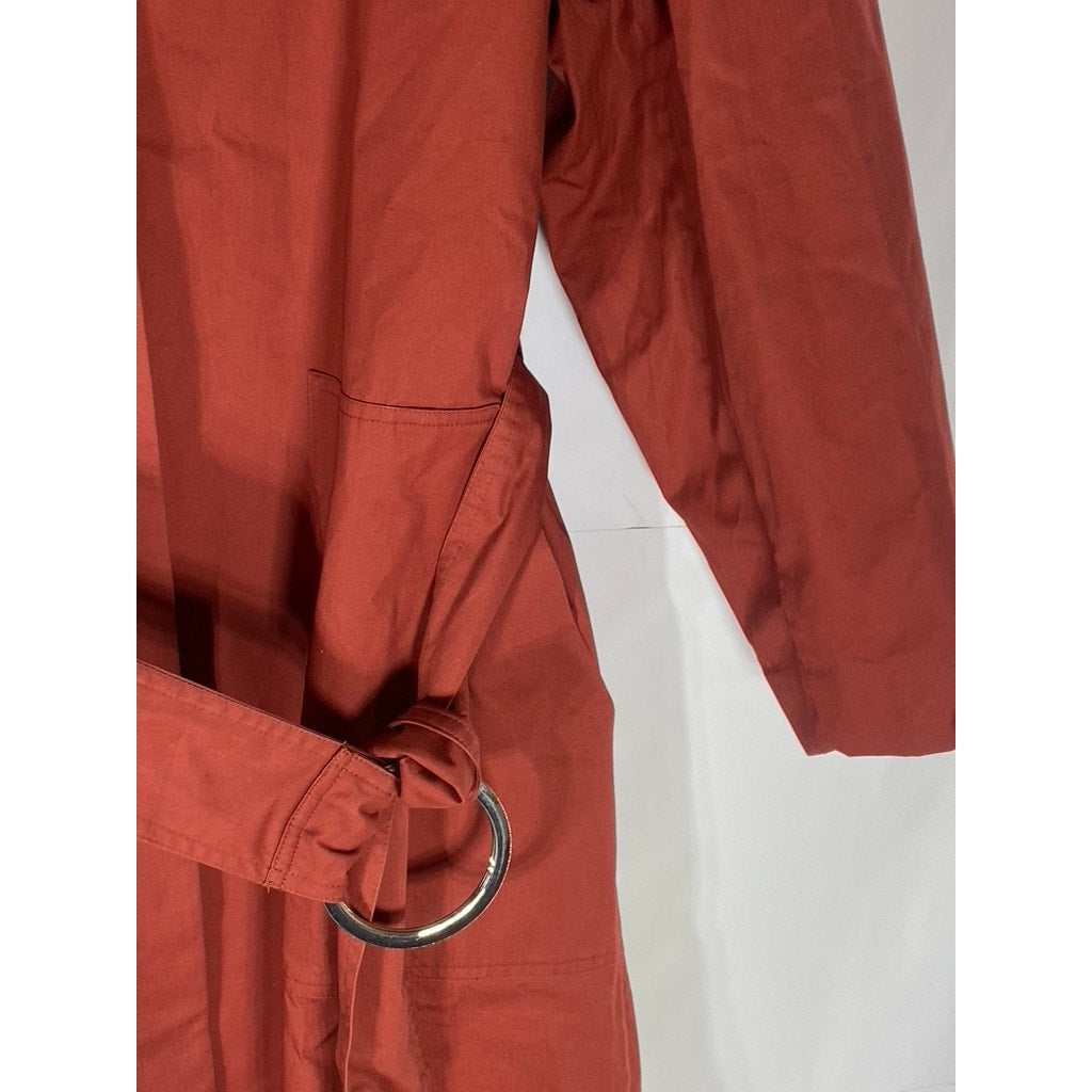 & OTHER STORIES Women's Rust Belted Button-Up Oversized Trench Coat SZ 2