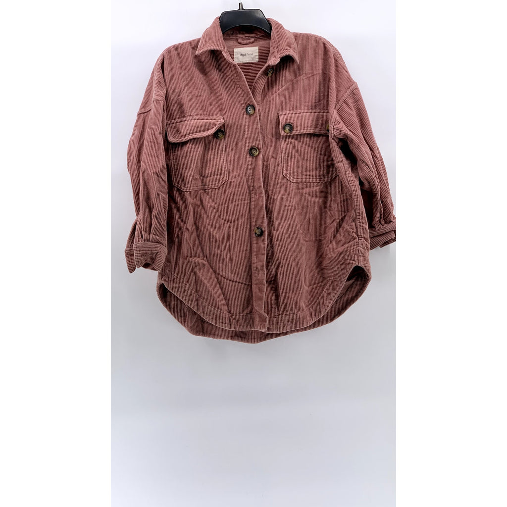 MAGALI PASCAL Women's Salmon Pink Corduroy Button-Up Long Sleeve Top SZ XS(4)