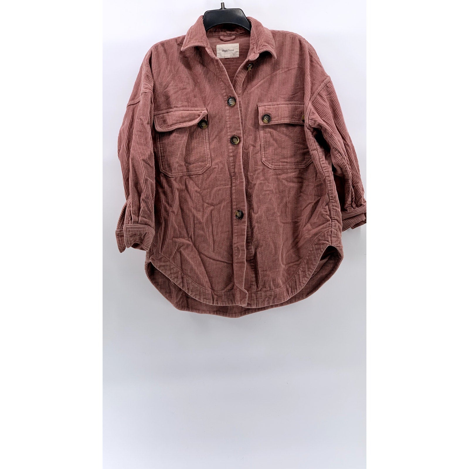 MAGALI PASCAL Women's Salmon Pink Corduroy Button-Up Long Sleeve Top SZ XS(4)