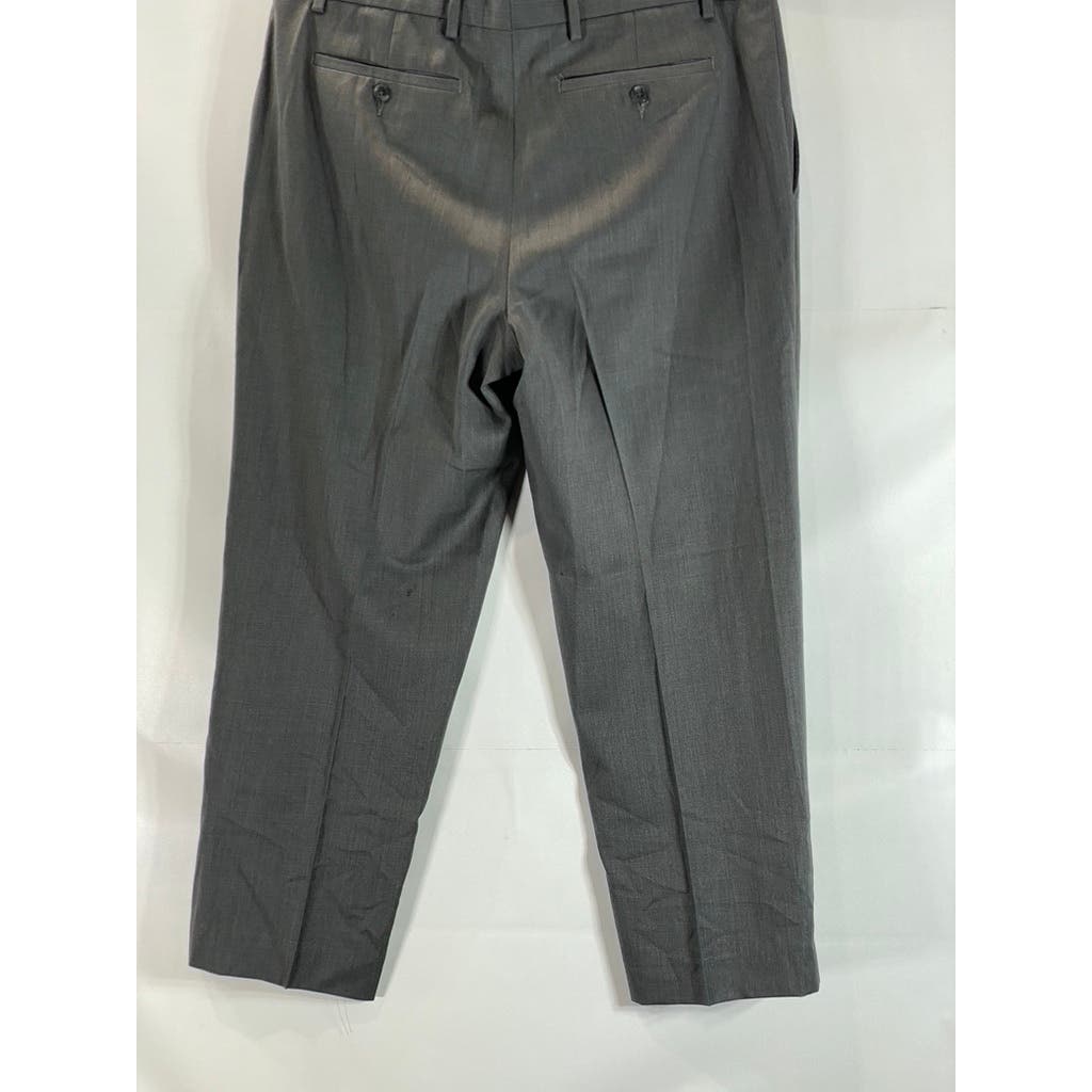 LANDS' END Men's Charcoal Traditional-Fit Pleated Wool Dress Pants SZ 364