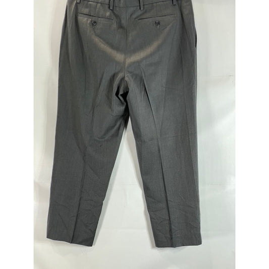 LANDS' END Men's Charcoal Traditional-Fit Pleated Wool Dress Pants SZ 364