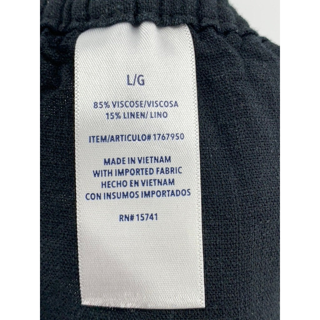 SPLENDID Women's Black Relaxed-Fit Linen-Blend Pants SZ L