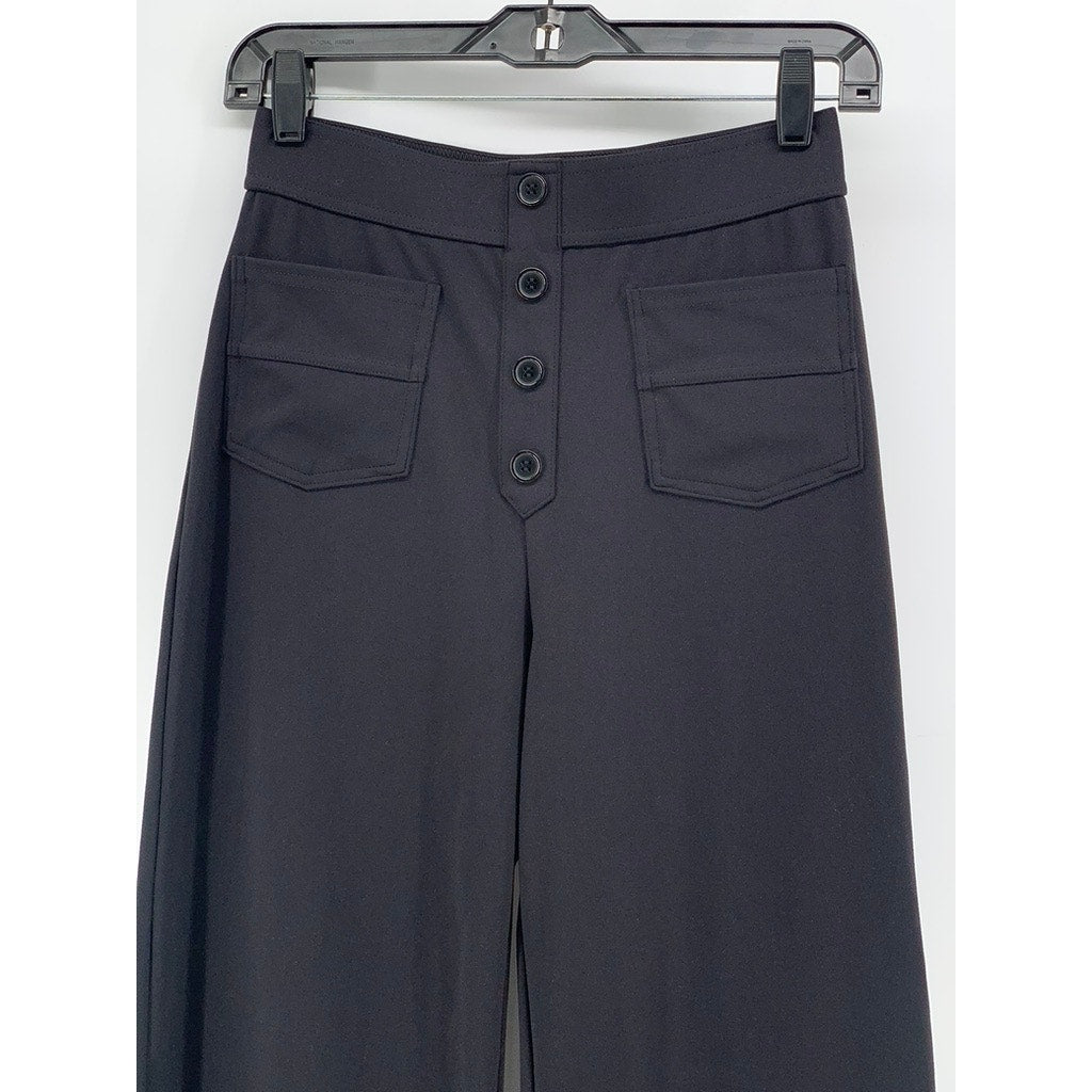 HALARA Women's Tall Black Button-Front High-Rise Pants SZ S