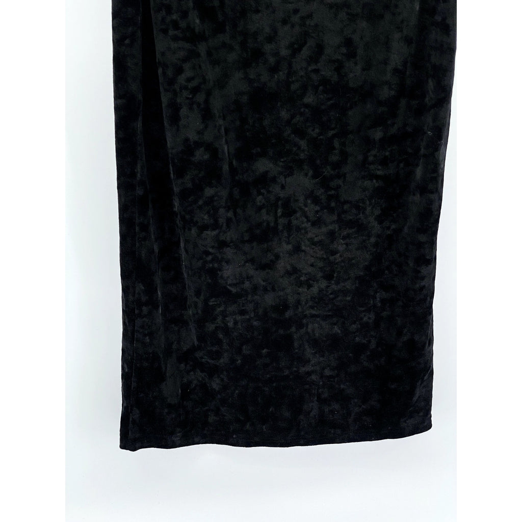 SHEIN Women's Black Velour Cutout Mock-Neck Sleeveless Bodycon Midi Dress SZ 6