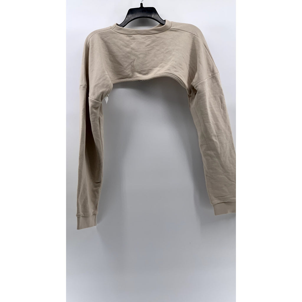 BOOHOO Women's Stone Crewneck Long Sleeve Cropped Hoodie SZ 10