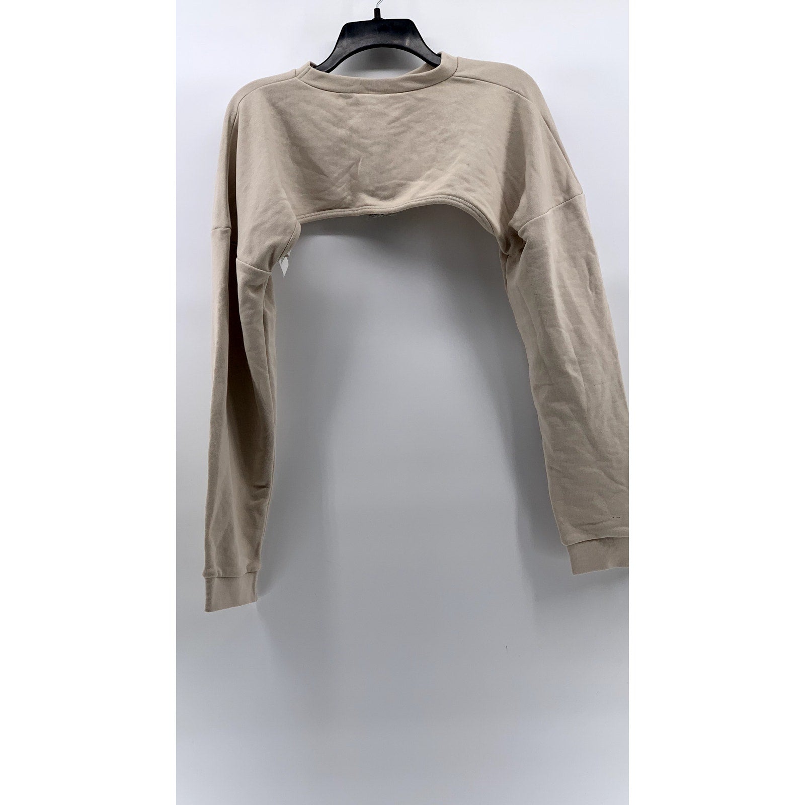 BOOHOO Women's Stone Crewneck Long Sleeve Cropped Hoodie SZ 10
