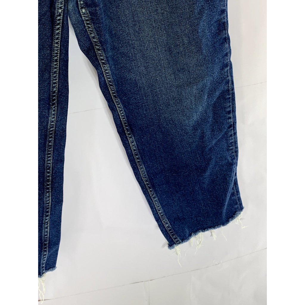 DIVIDED By H&M Women's Dark Blue Frayed Hem Tapered-Leg Five-Pocket Jean SZ 12