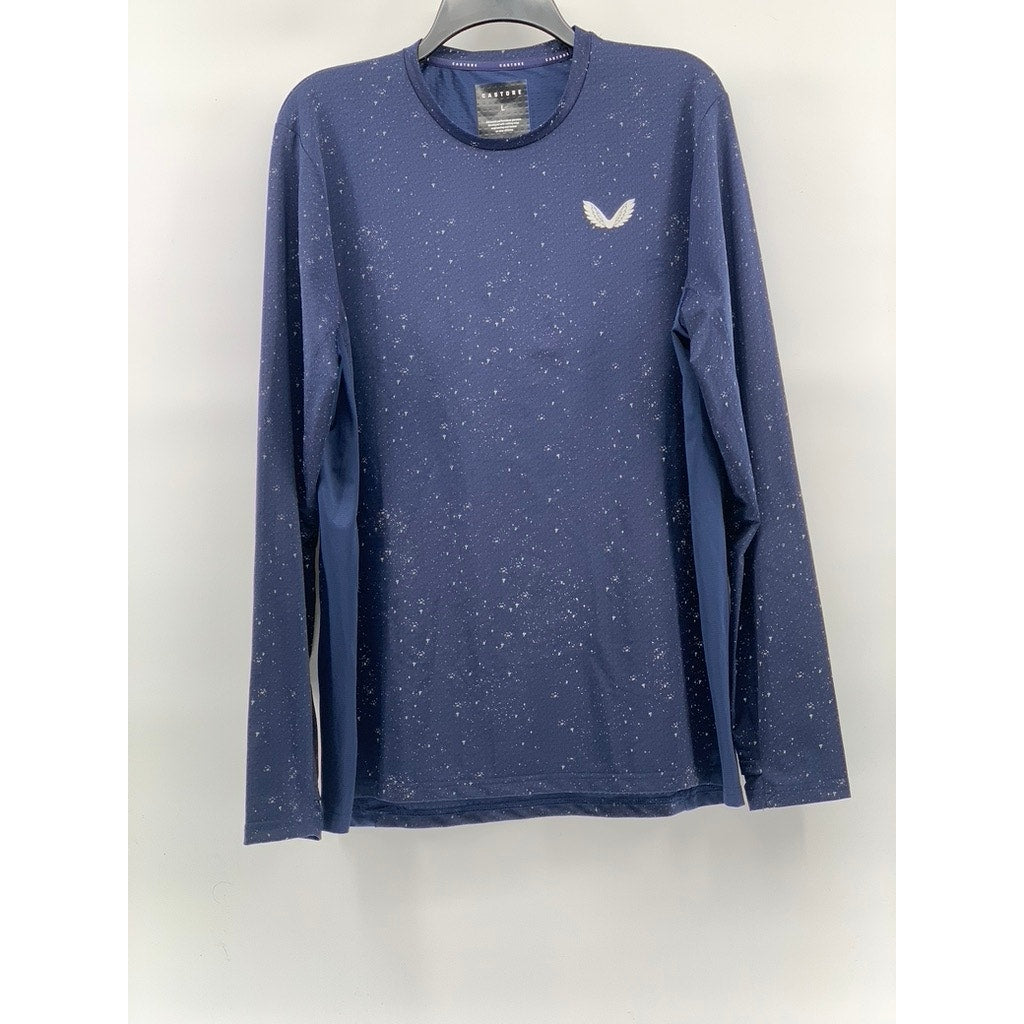 CASTORE Men’s Navy Blue Printed Proteous Long Sleeve Crewneck T-Shirt SZ L