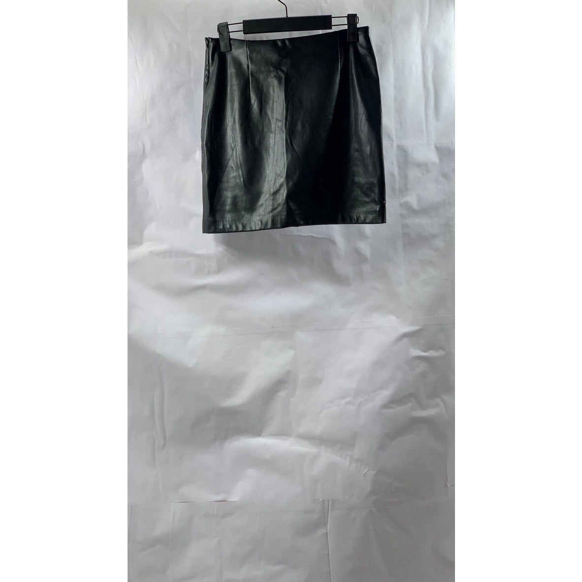 ZARA Women's Black Faux Leather Straight Mini Skirt SZ XS