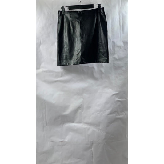 ZARA Women's Black Faux Leather Straight Mini Skirt SZ XS