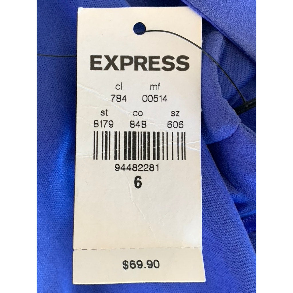EXPRESS Women's Royal blue Pleated Halter Keyhole-Back Mini Dress SZ 6