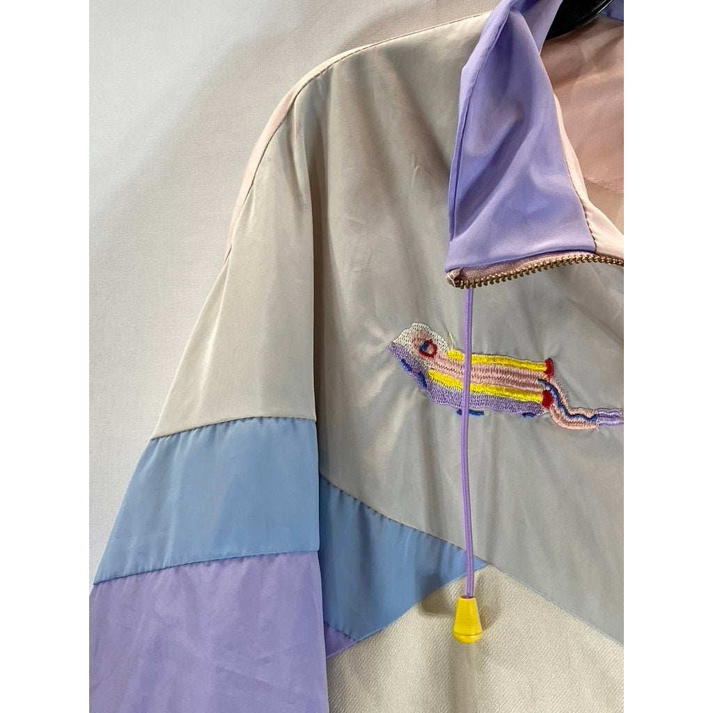 COTTON SUGARS Women's Pastel Multicolor Dodo Clinique Windbreaker Jacket SZ M