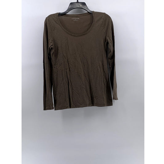 ANN TAYLOR Women's Brown Crewneck Long Sleeve Casual Top SZ M