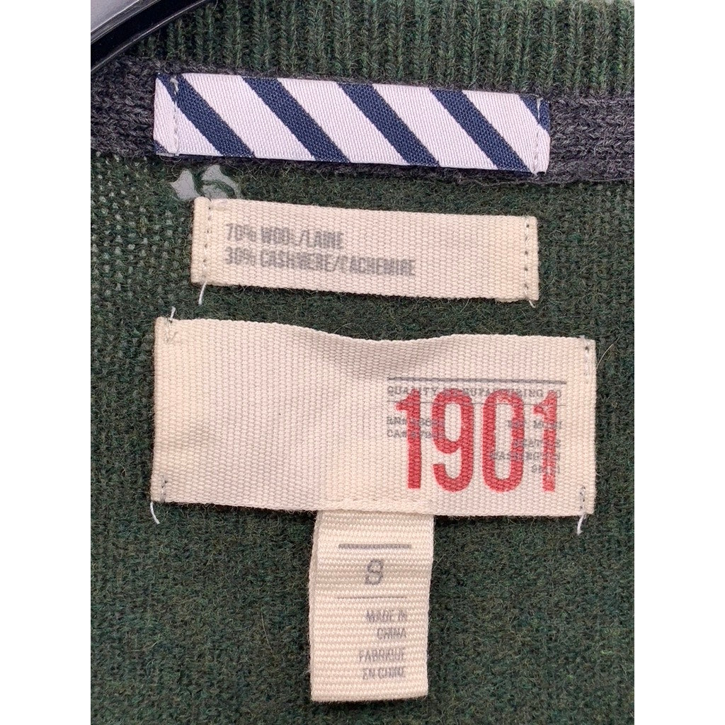 1901 Men's Dark Green Wool-Cashmere Crewneck Pullover Long Sleeve Sweater SZ S