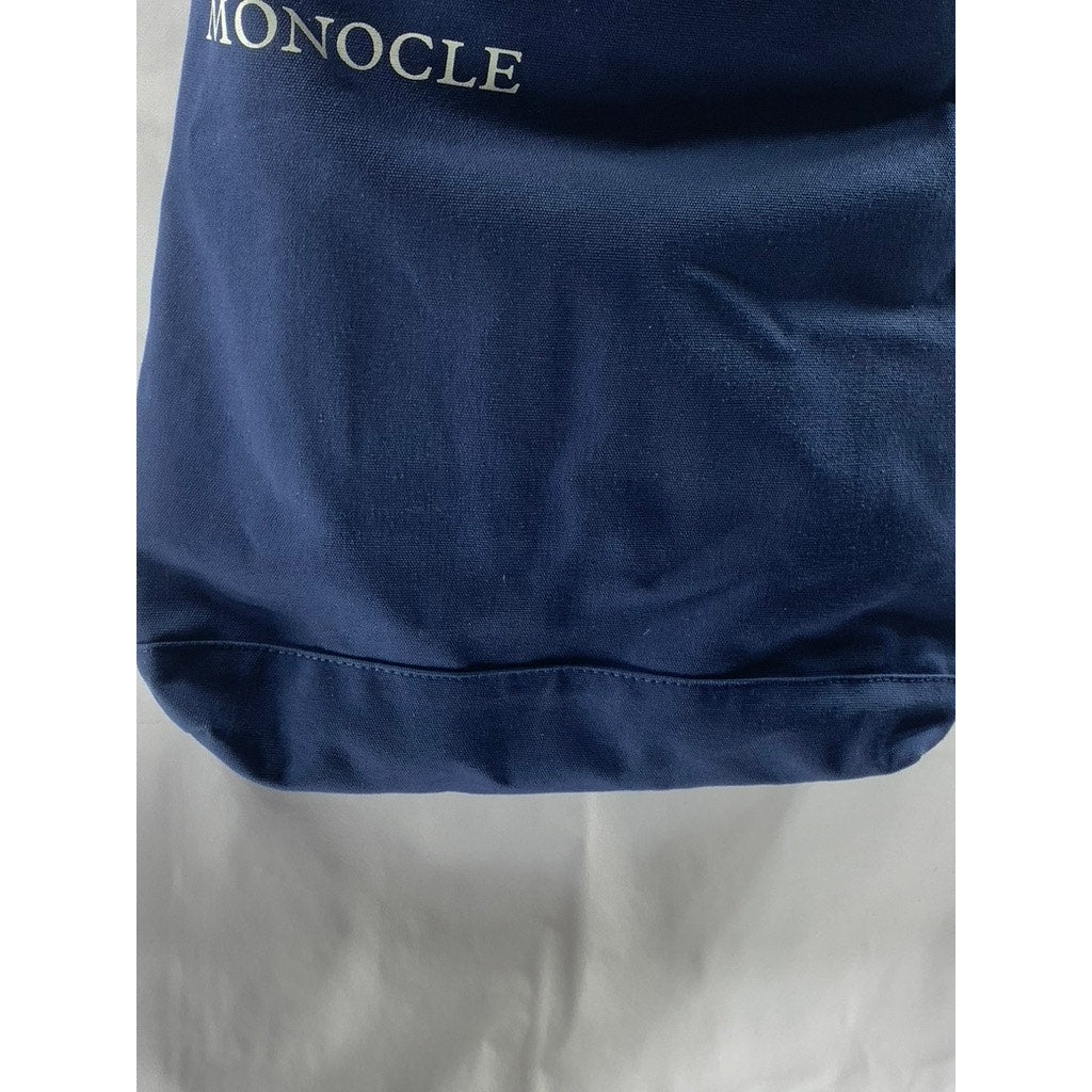 MONACLE Unisex Navy Blue Logo Snap-Button Canvas Shoulder/Handbag
