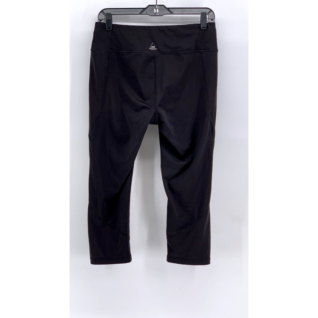 REEBOK Women's Black Solid High-Rise Capri Leggings SZ M