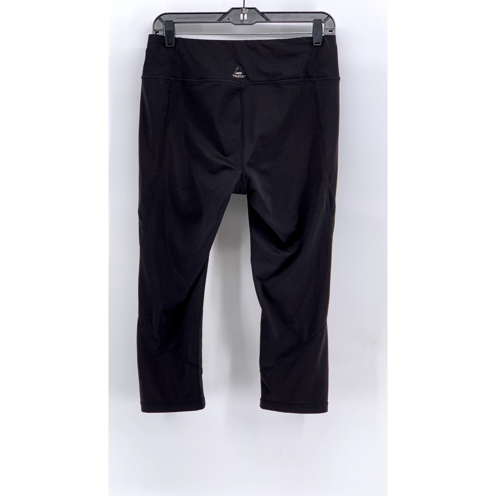 REEBOK Women's Black Solid High-Rise Capri Leggings SZ M