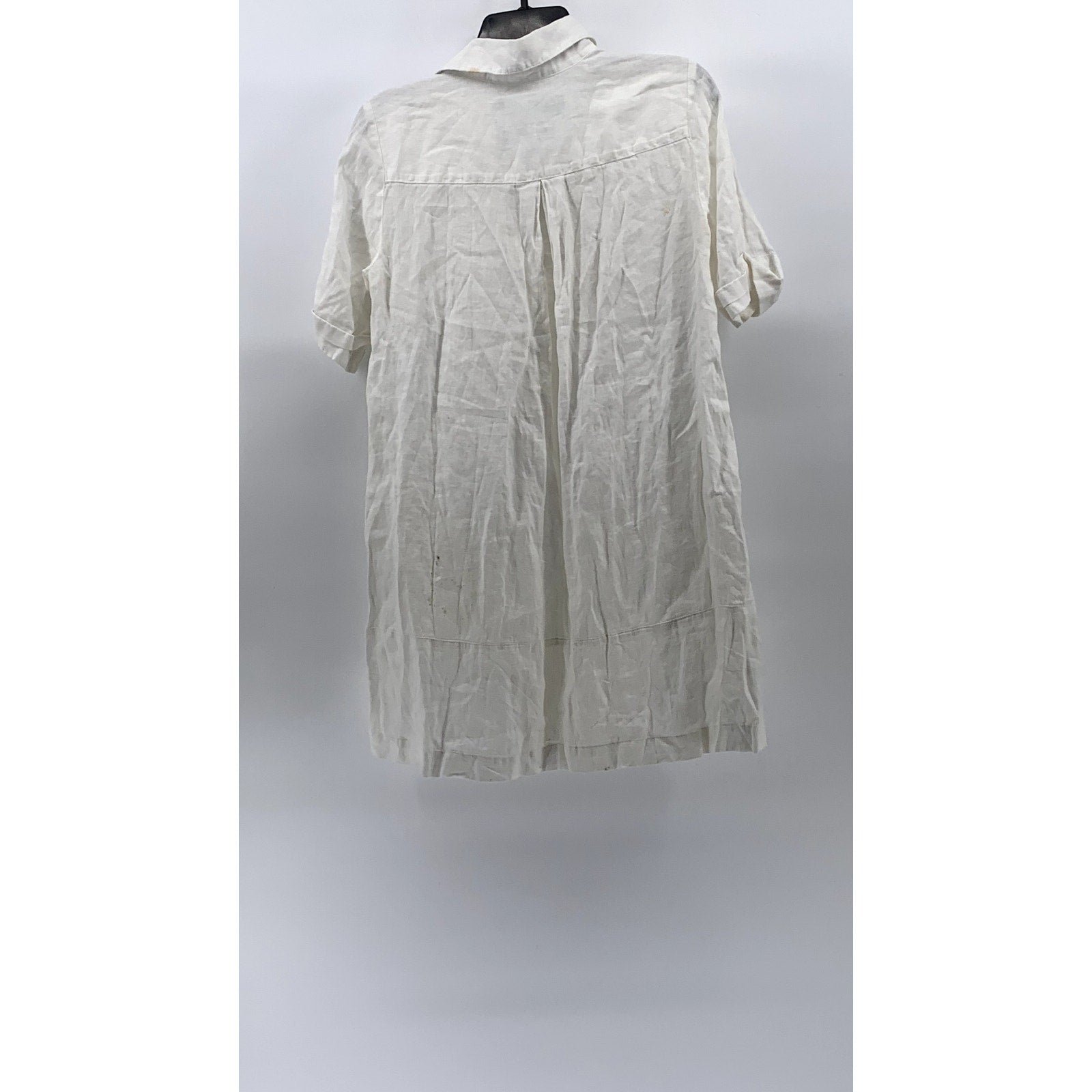 UNITED COLORS OF BENETTON Women's White Linen Split-Neck A-Line Mini Dress SZ XS