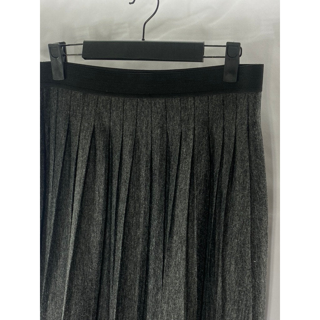 ANN TAYLOR LOFT Women's Petite Charcoal Gray Pleated Midi A-Line Skirt SZ S/P