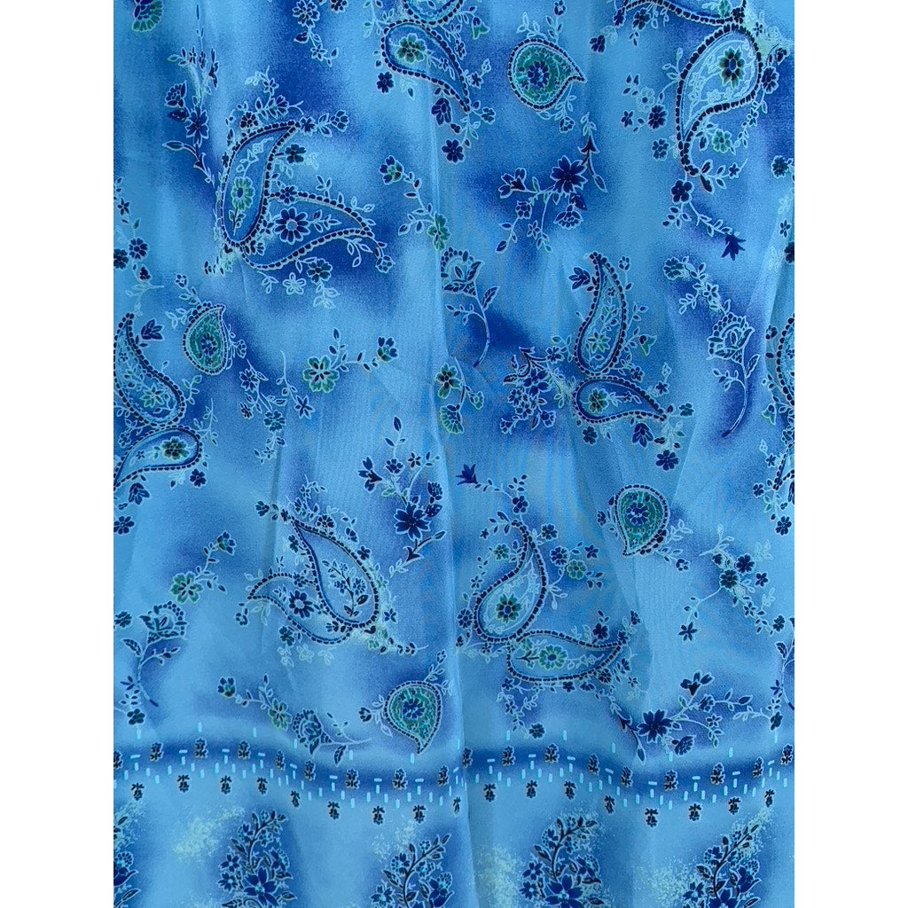 RIKKI J New York Women's Vintage Long Blue Paisley Skirt SZ L