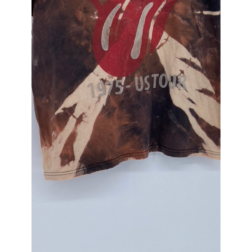 THE ROLLING STONES Unisex Adult Orange-Black Tie-Dye Band Graphic T-Shirt SZ L