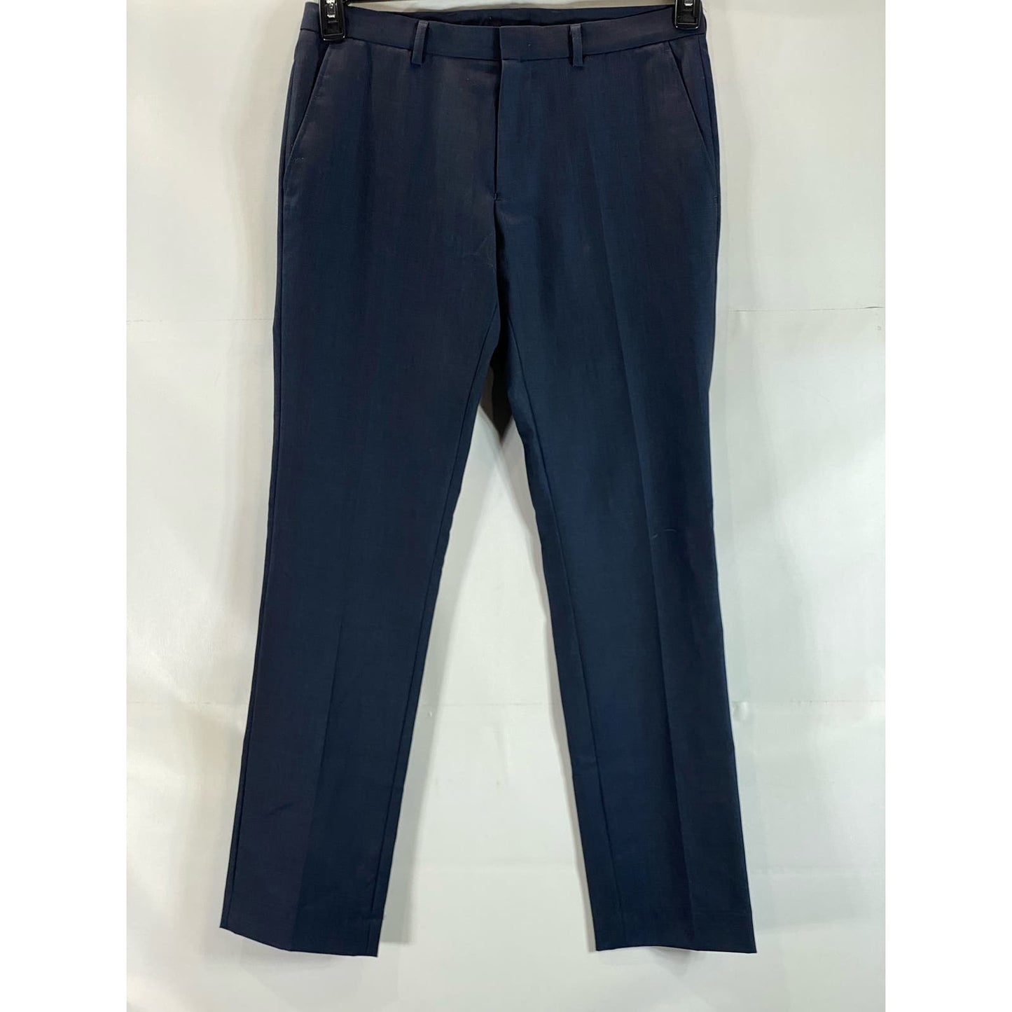 TOPMAN Men's Navy Straight-Leg Wool-Blend Flat Front Pants SZ 32R