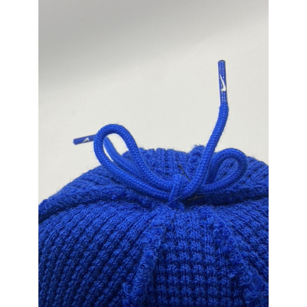 NIKE Unisex Adult Royal Blue-White Striped Swoosh Pom-Pom Beanie SZ OS