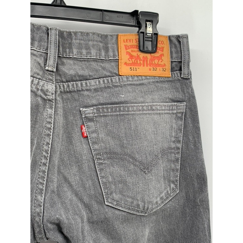 LEVI'S Men's Gray Denim 511 Slim-Leg Regular-Fit Five Pocket Jeans SZ 32X32