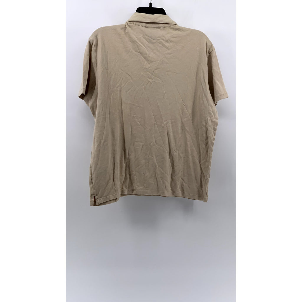 H&M Men's Beige Short Sleeve Cotton Polo Shirt SZ L