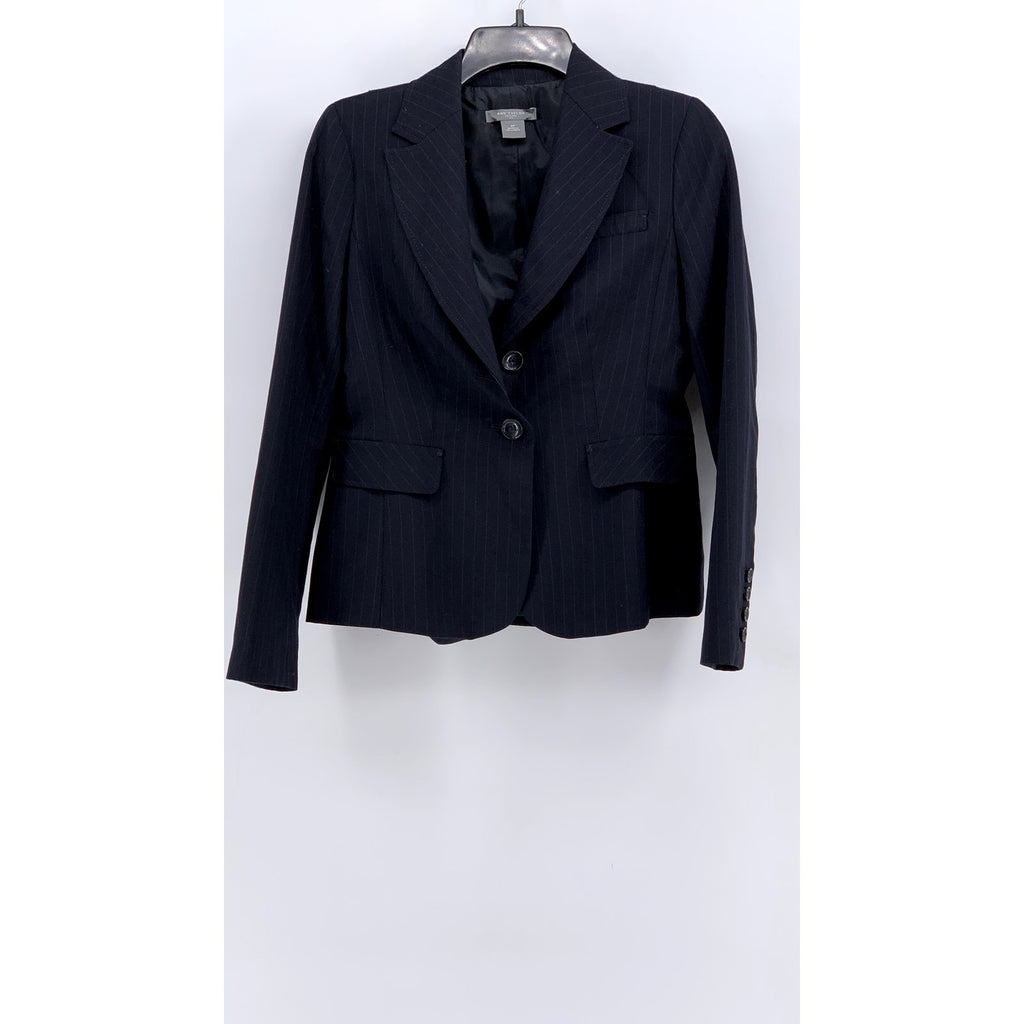 ANN TAYLOR Women's Petite Navy Pinstripe Two-Button Blazer SZ 2P