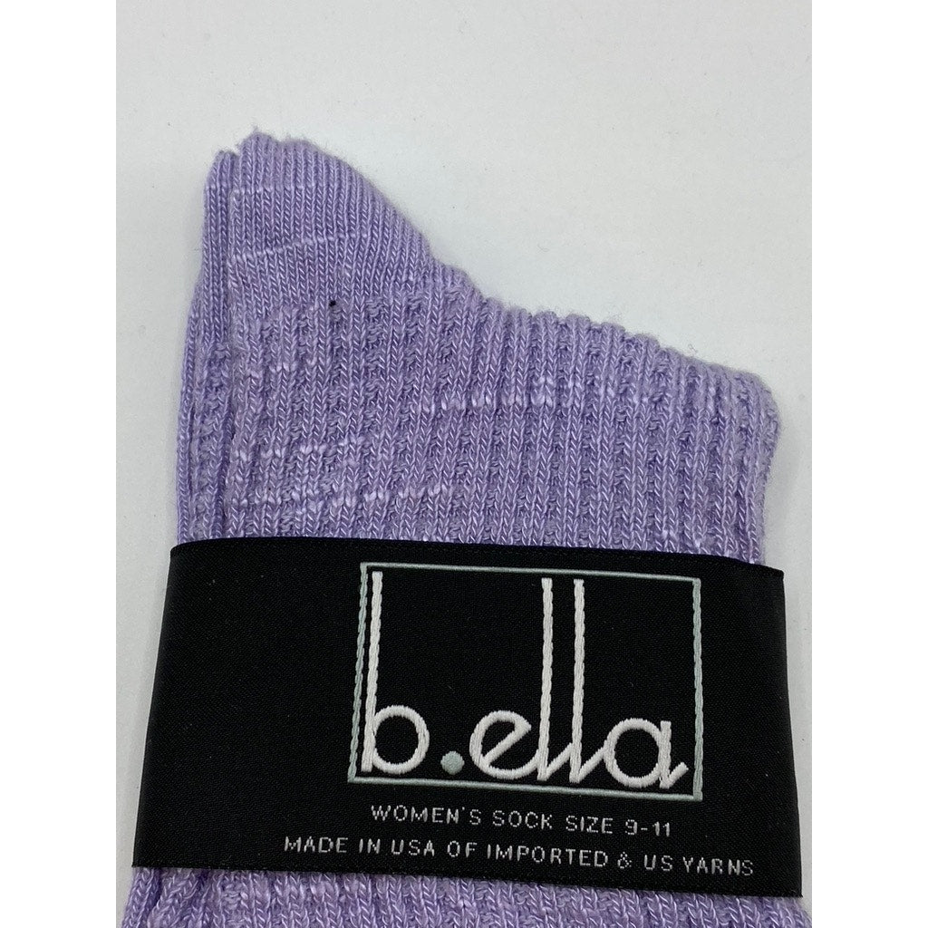 B.ELLA Women's Lilac Purple Knit Cotton-Blend Striped Mary Crew Socks SZ OS