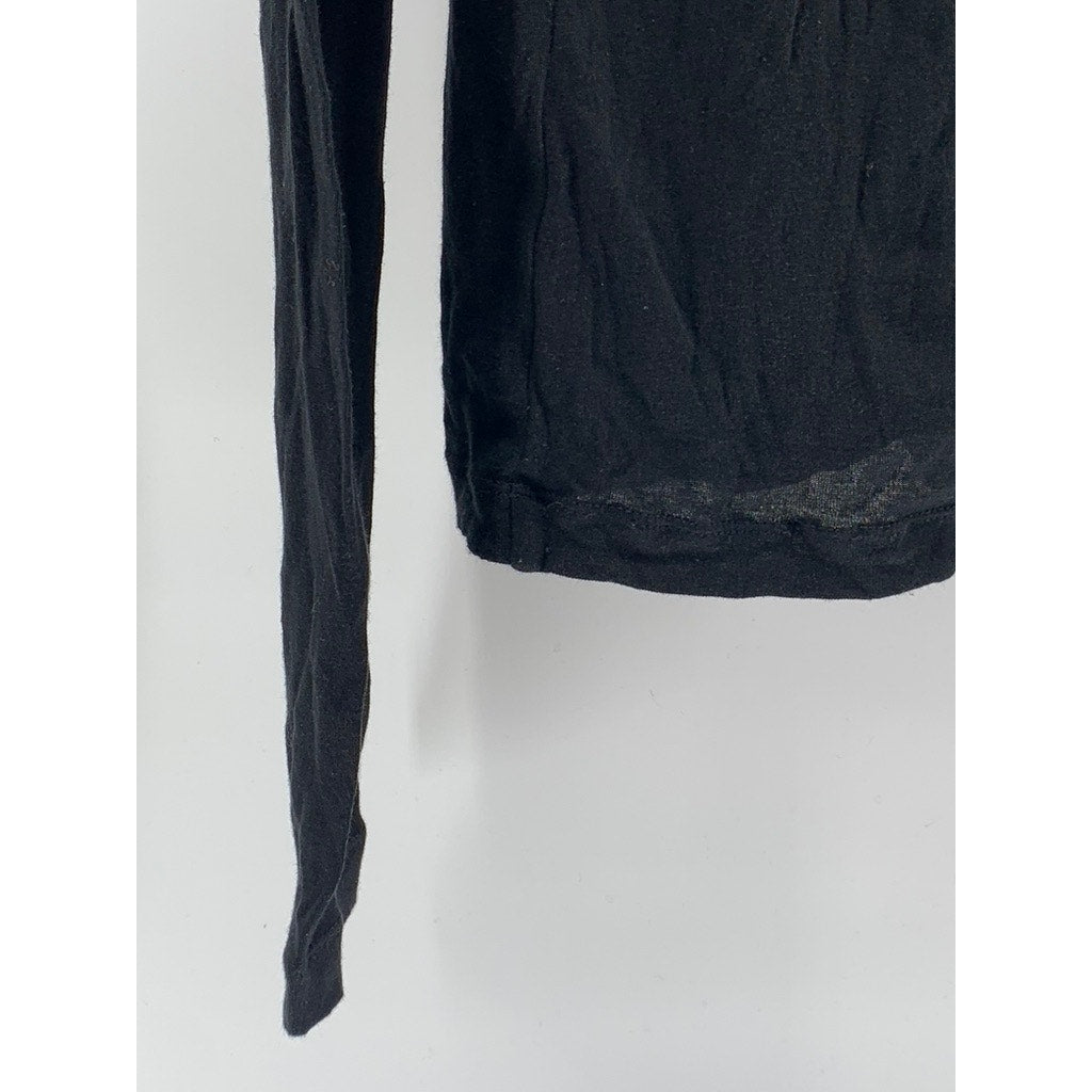 UNBRANDED Women's Black Sheer Long Sleeve Turtleneck Top SZ S