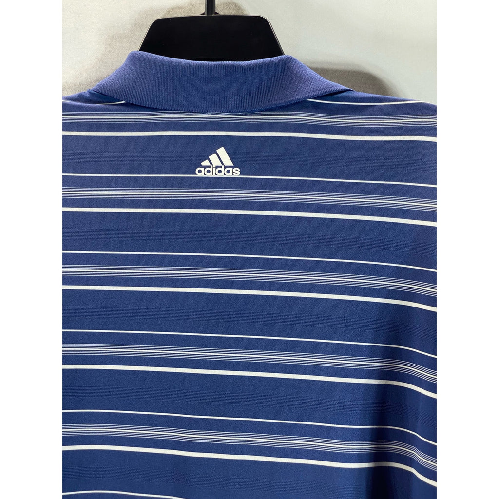 ADIDAS Men's Blue 2 Color Stripe Puremotion Short Sleeve Golf Jersey Polo SZ 2XL