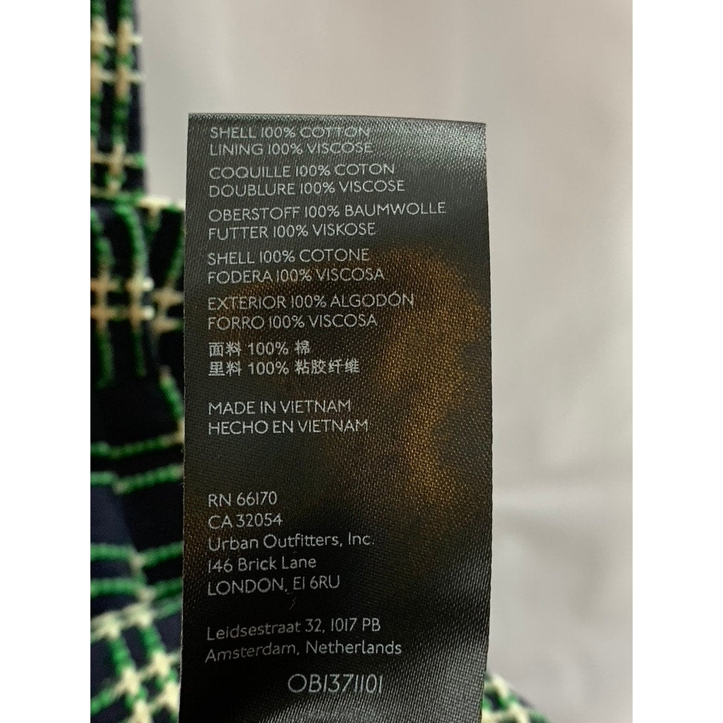 MAEVE By ANTHROPOLOGIE Women's Green/Black Checkered Overall Mini Skirt SZ 4