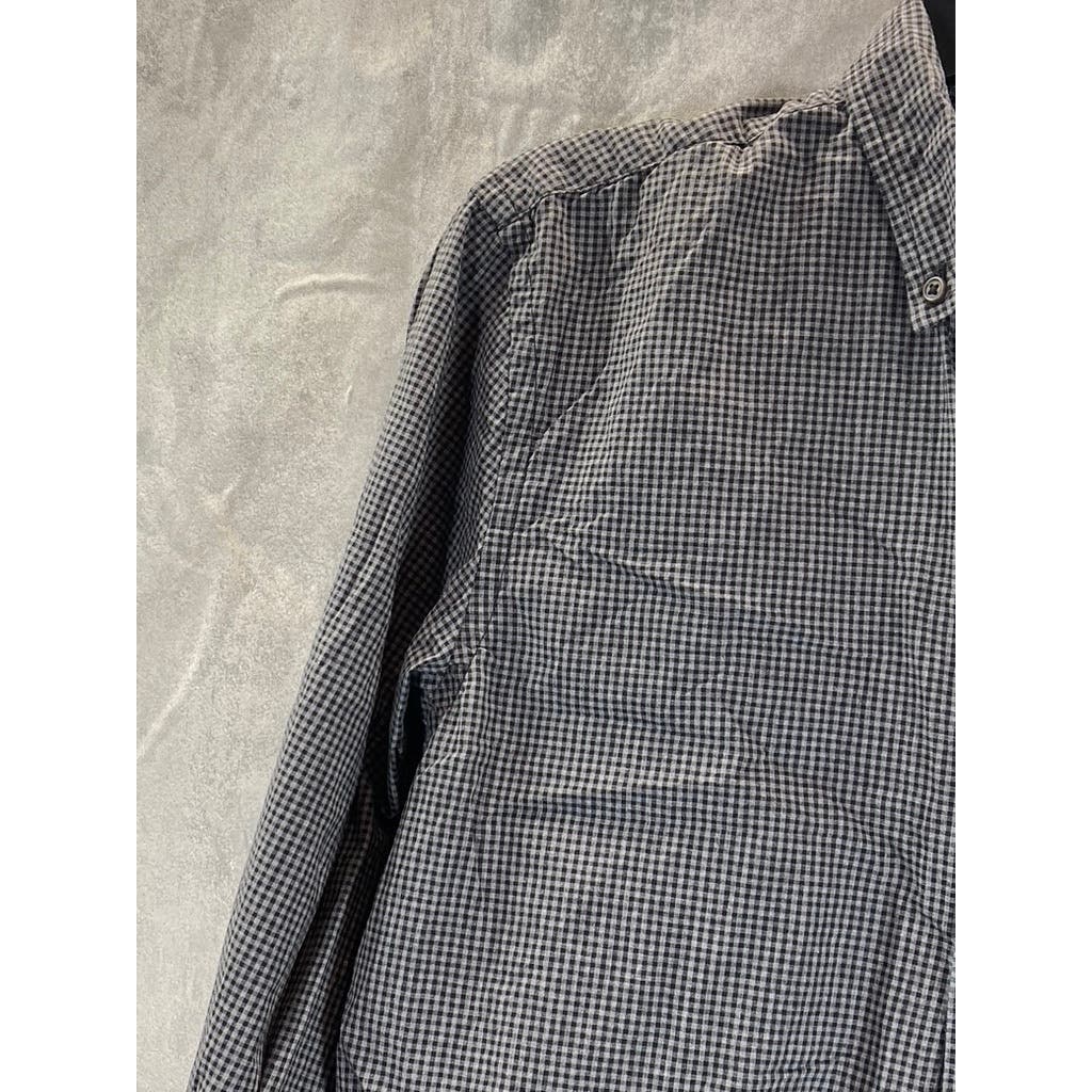 BANANA REPUBLIC Men's Tall Black Organic Untucked Button-Up Shirt SZ M/T