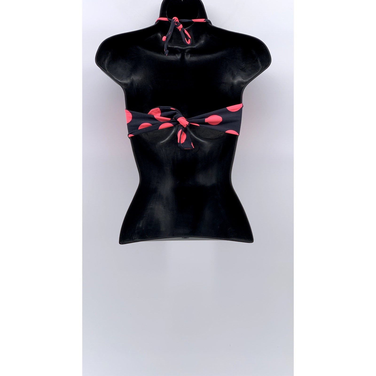 ONDADEMAR Women's Black-Pink Polka Dot Twist Front Swim Top SZ S