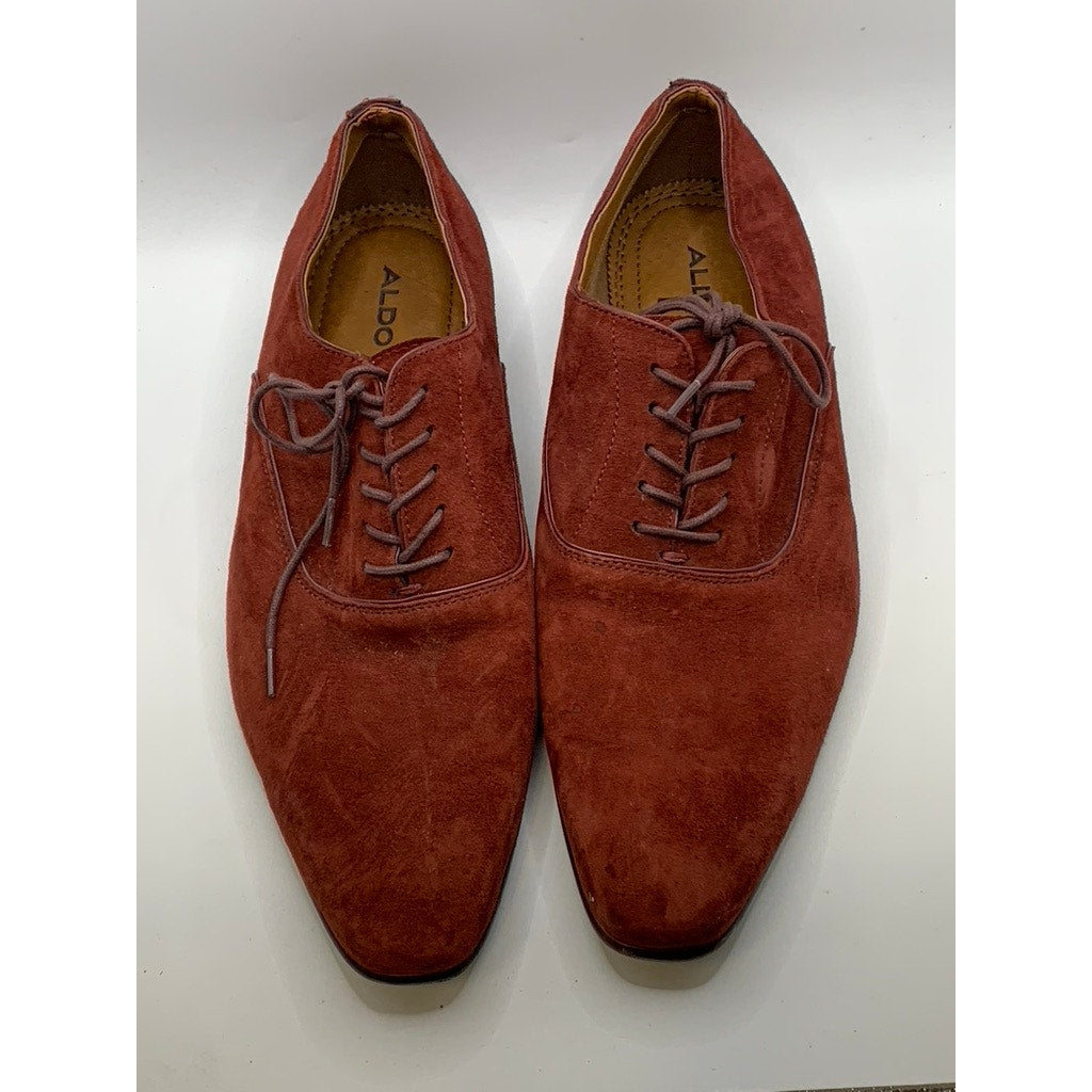 ALDO Men's Burgundy Suede Lace-Up Oxford Shoes SZ 8